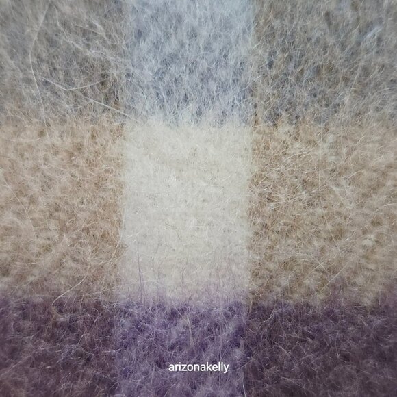 Luxurious Cashmere Scarf Purple Plaid Thick Plush - Picture 7 of 13